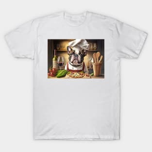 French Bulldog Pizza Chef Greeting Card T-Shirt